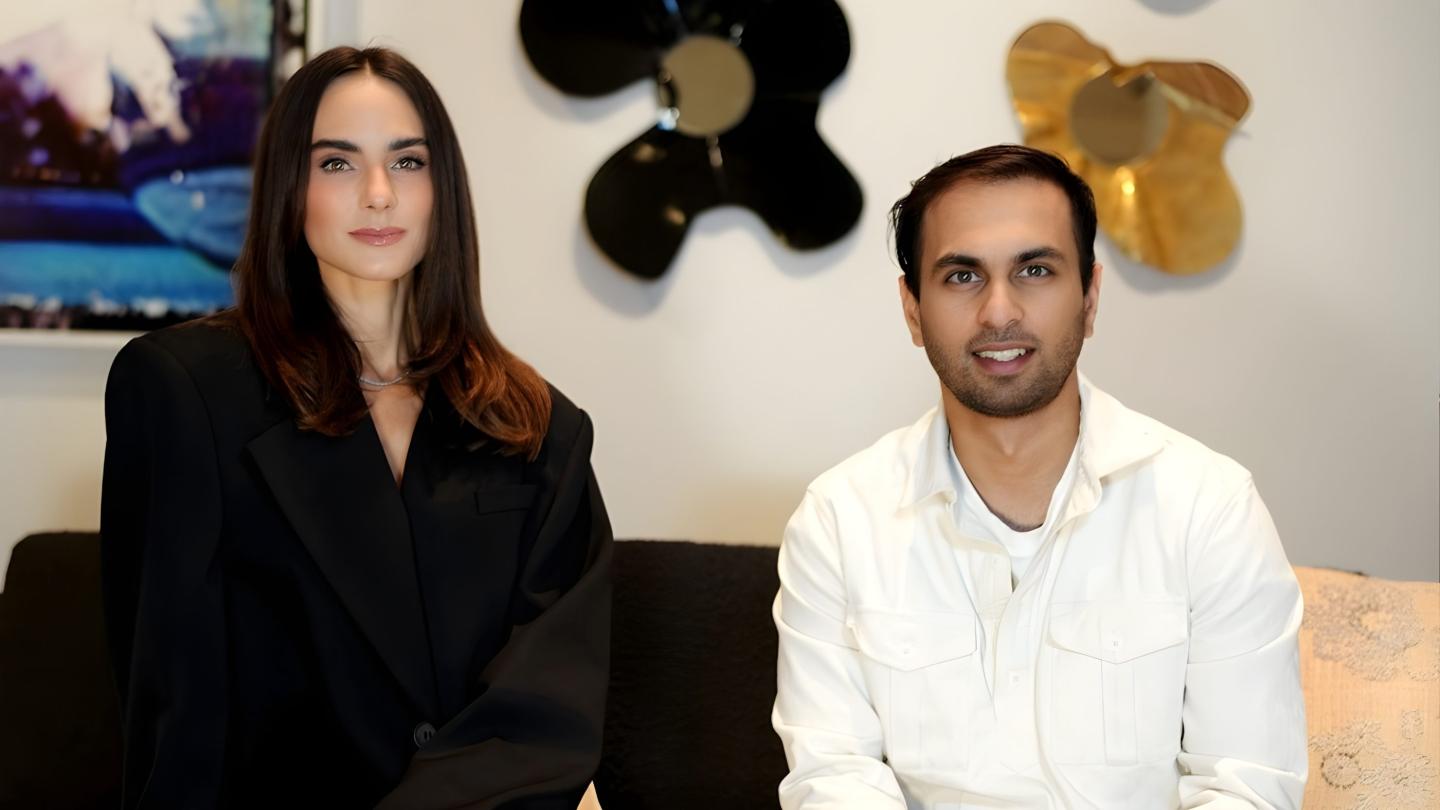 Nava founders Brianna Montgomery and Vyas Krishnan pose for a photo