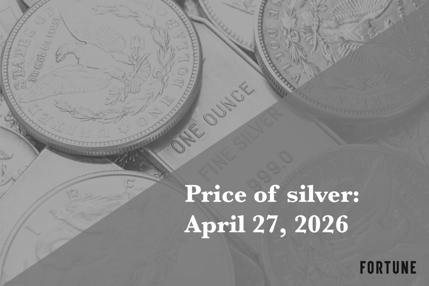 Current price of silver as of Monday, April 27, 2026