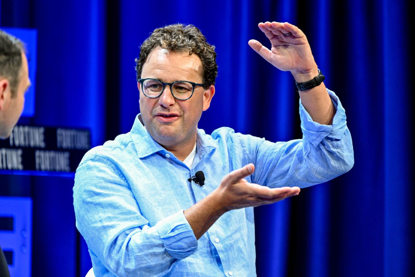 Anthropic co-founder and CEO Dario Amodei speaking at Fortune Brainstorm Tech 2023 in Park City, Utah. (Photo: Stuart Isett/Fortune)