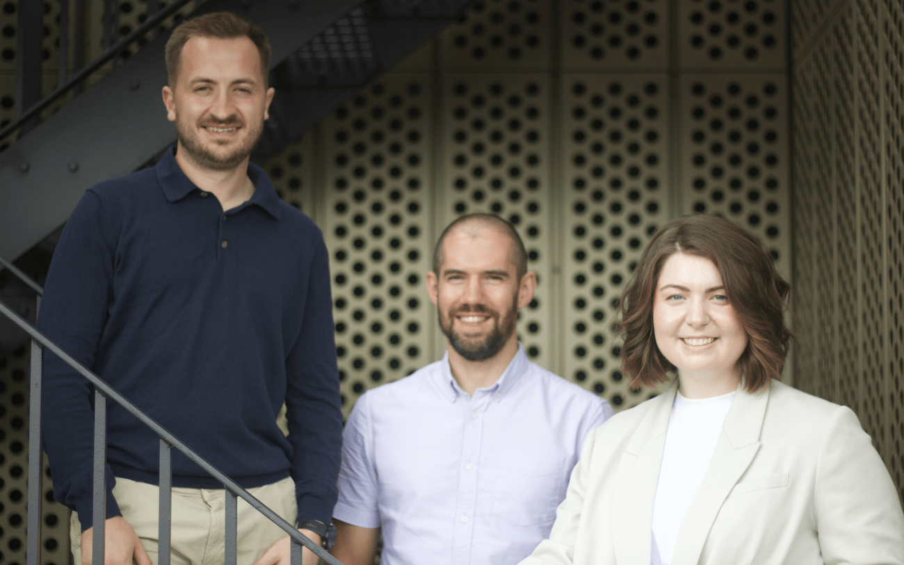Geordie AI cofounders Henry Comfort (left), Benji Weber (center), and Hanah Darley.