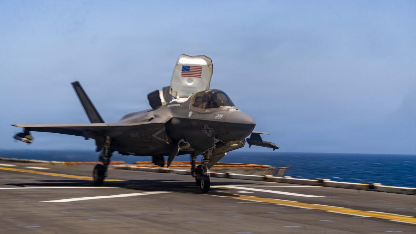 An F-35B Lighting II, attached to Marine Fighter Attack Squadron (VMFA) 121, takes off from the flight deck of America-class amphibious assault ship USS Tripoli (LHA 7), May 13, 2026.