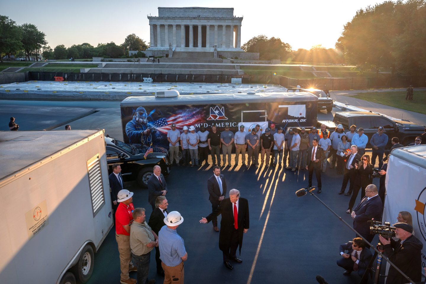Painting the Reflecting Pool is ‘more appropriate to a resort or theme park,’ says the president of a nonprofit suing the Trump administration