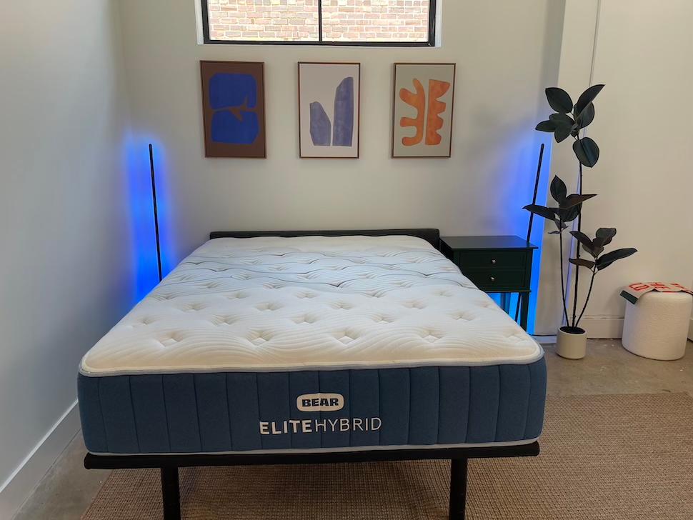 The Bear Elite Hybrid mattress on an adjustable bed