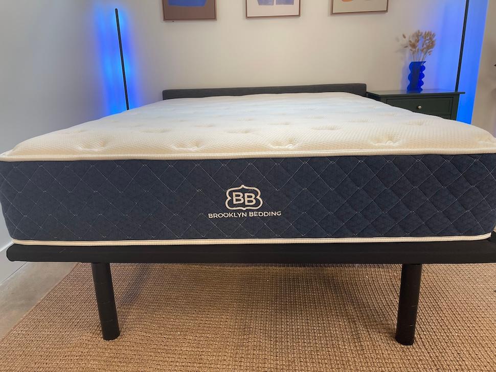 The Brooklyn Bedding Signature Hybrid mattress on an adjustable bed