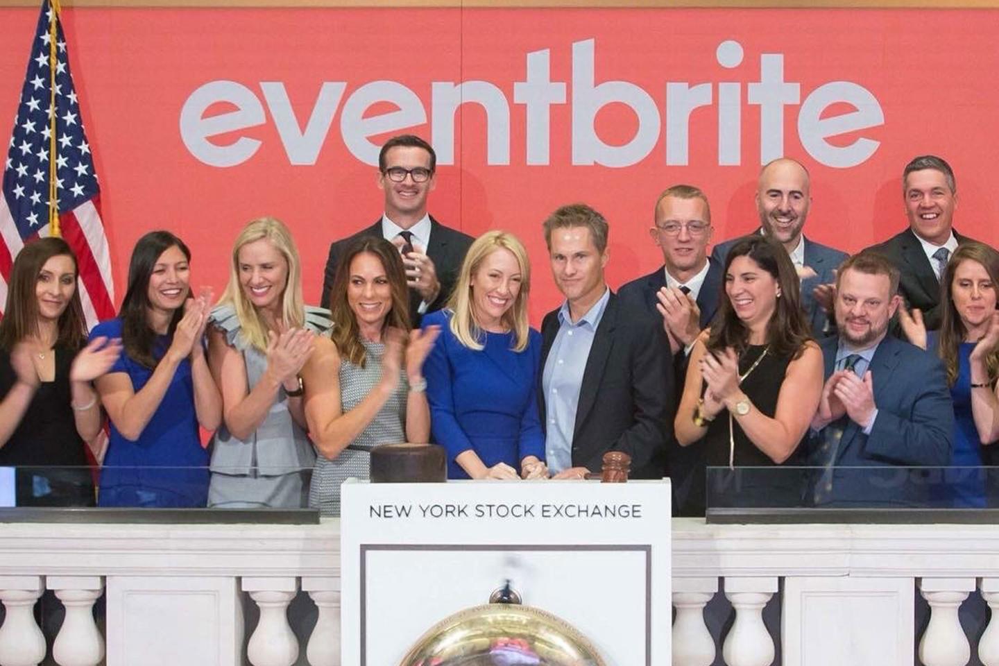 Hartz and her Eventbrite team ringing the NYSE bell