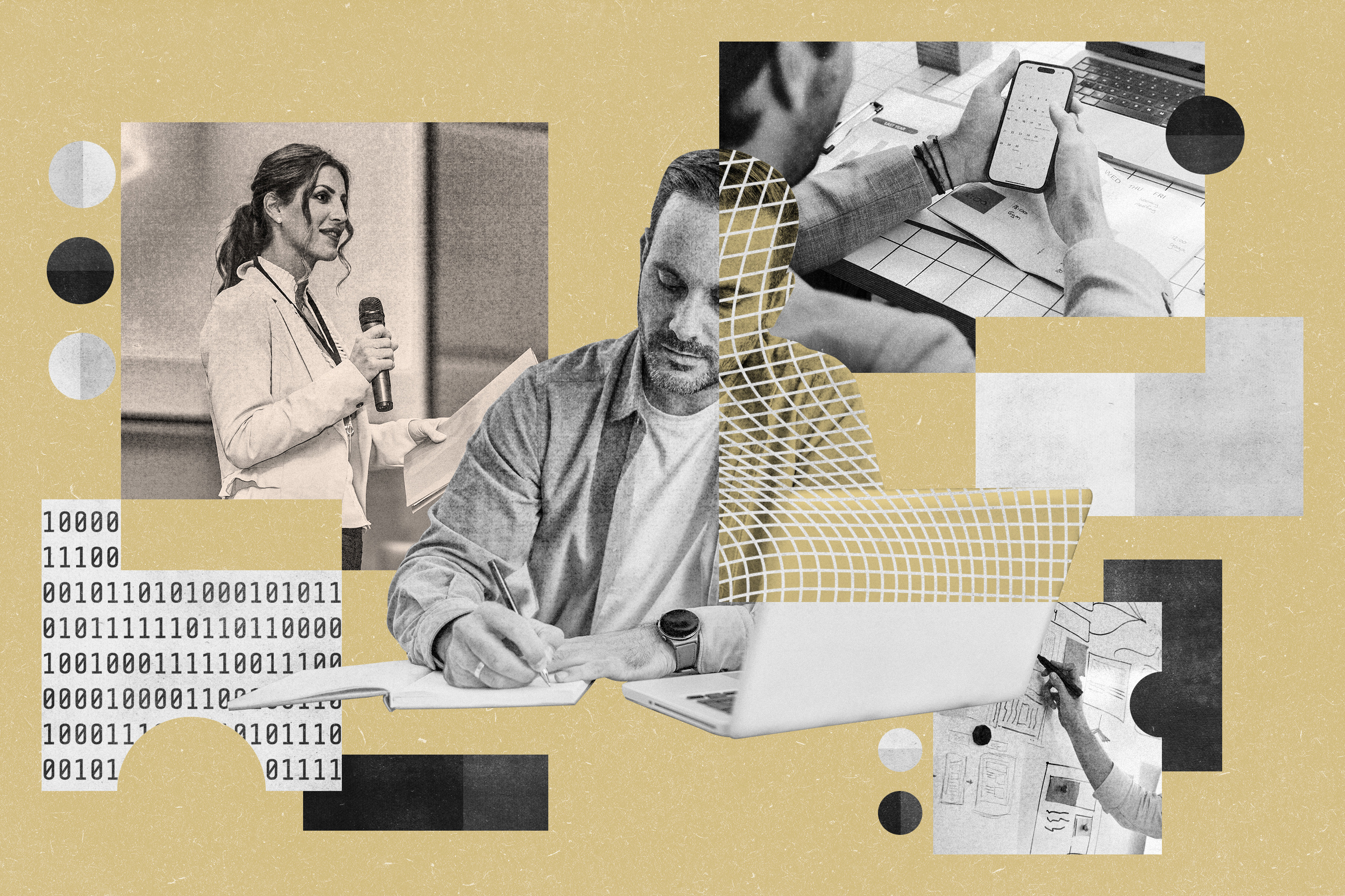 Photo collage of people at work