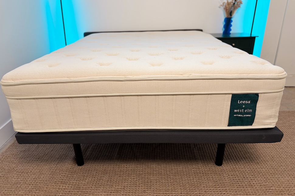 The Leesa Natural mattress on an adjustable base