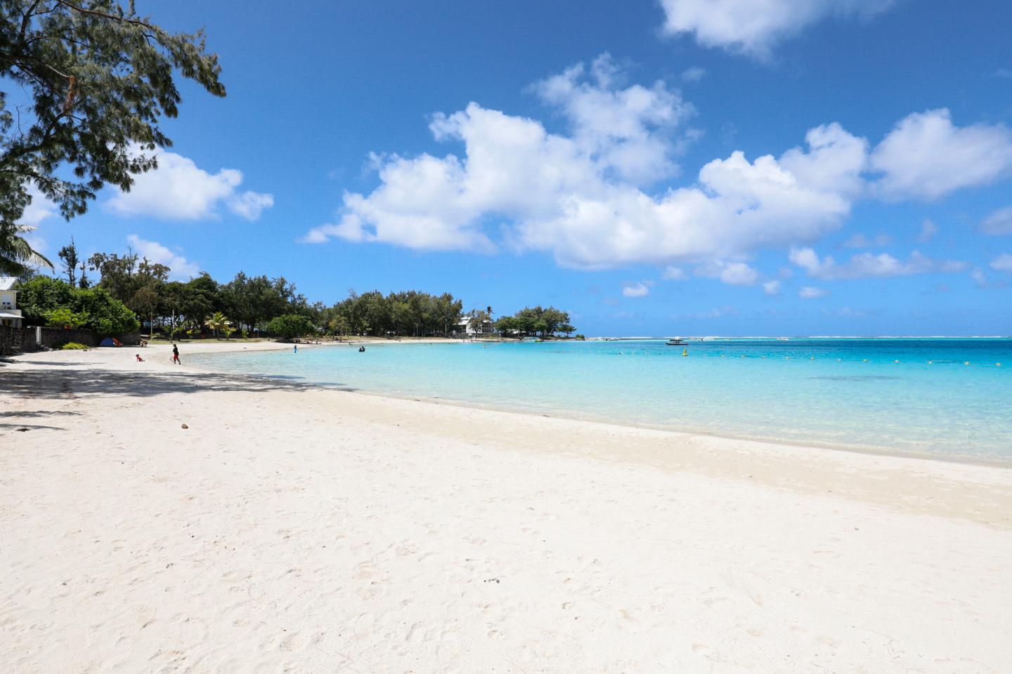 This September 25, 2021 picture shows the deserted beach of Blue Bay in south-east Mauritius, known as one of the most beautiful beaches and for its marine park.