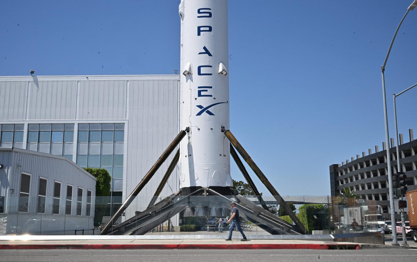 A Falcon 9 Booster at SpaceX in Hawthorne, California on July 16, 2024.