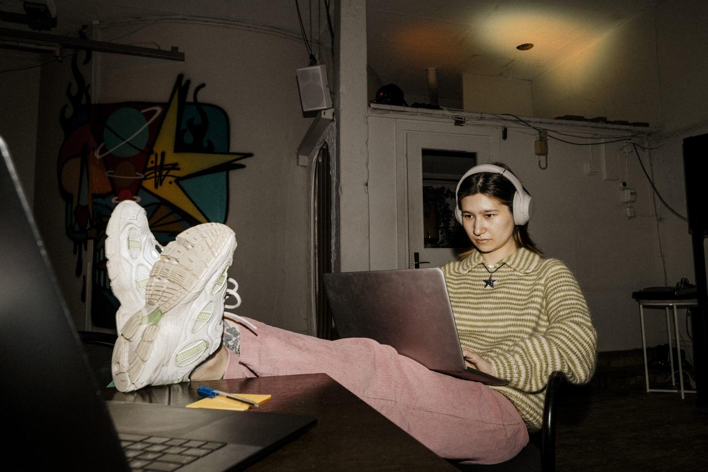 young worker at desk