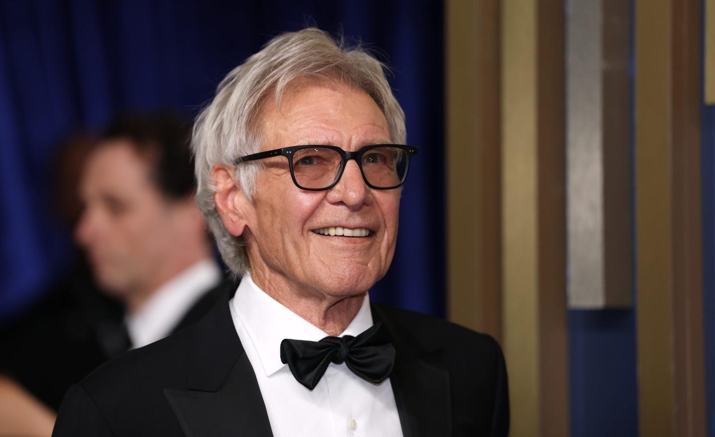 Harrison Ford wearing a bow tie