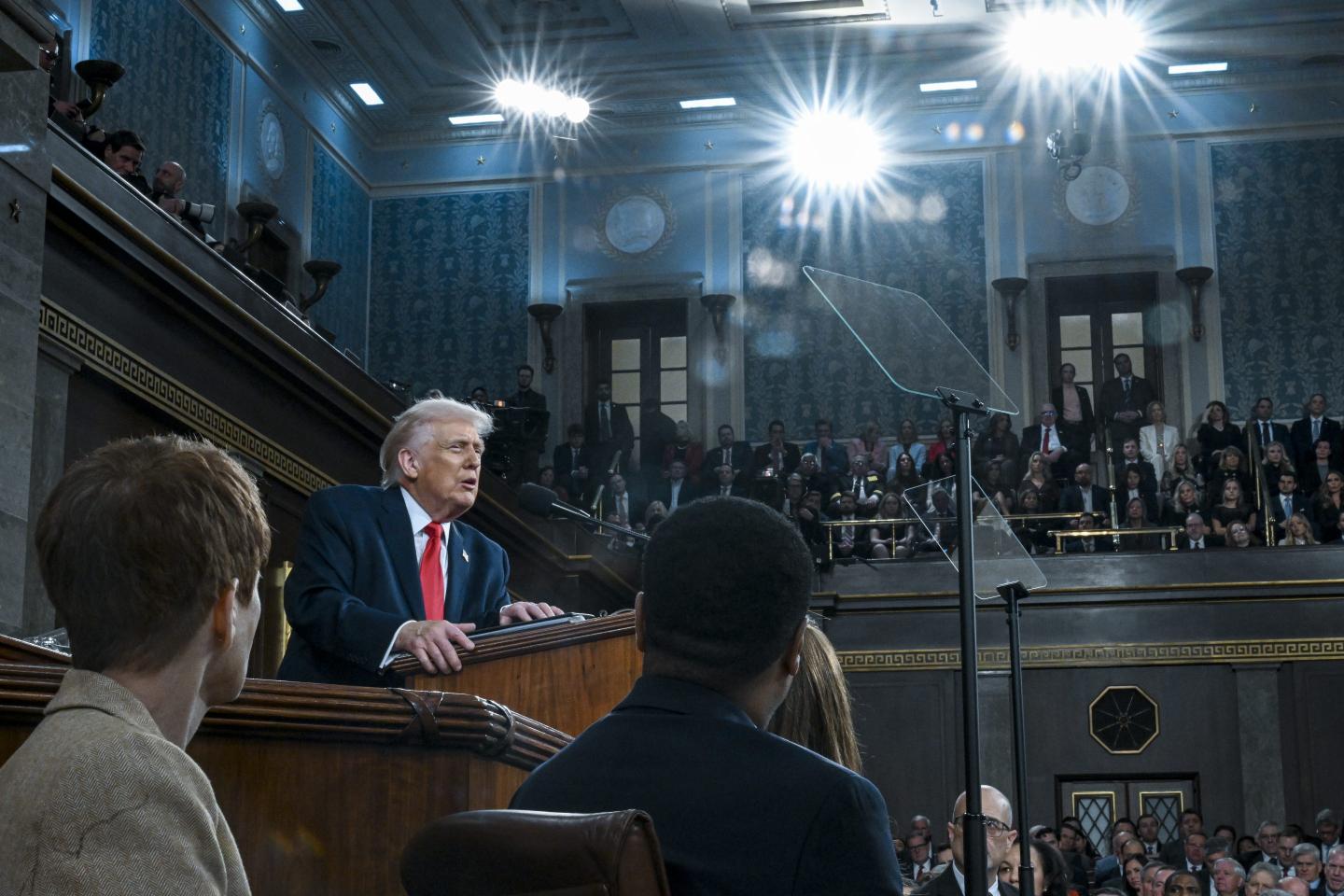 President Donald Trump delivers the State of the Union address during a joint session of Congress in the House Chamber at the Capitol on February 24, 2026 in Washington, DC.