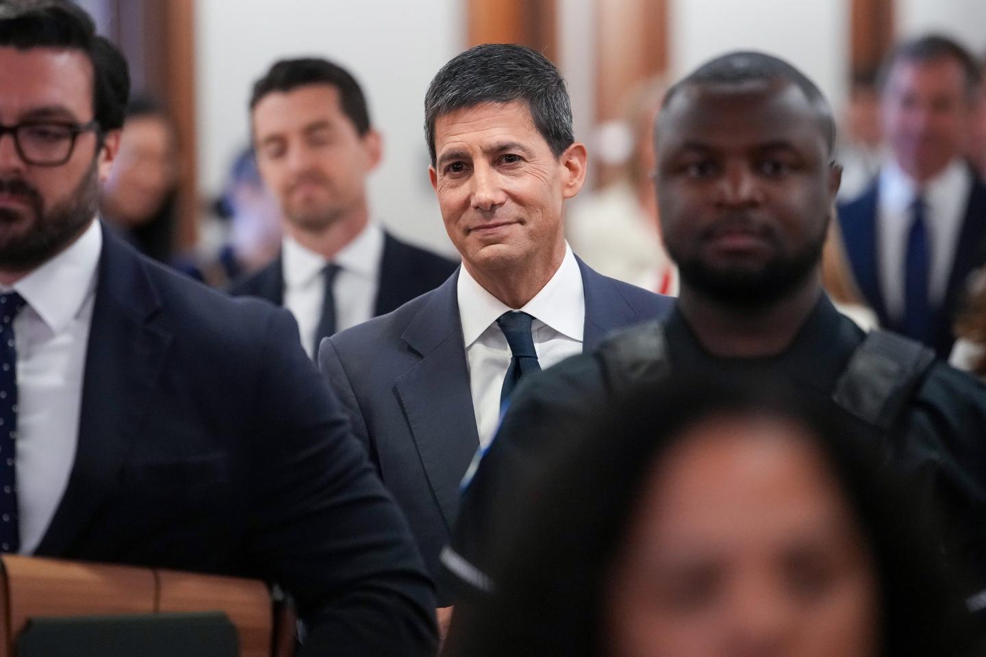 Kevin Warsh, U.S. President Donald Trump's nominee for Chair of the Federal Reserve, departs following his Senate Committee on Banking, Housing, and Urban Affairs confirmation hearing in the Dirksen Senate Office Building on April 21, 2026 in Washington, DC.