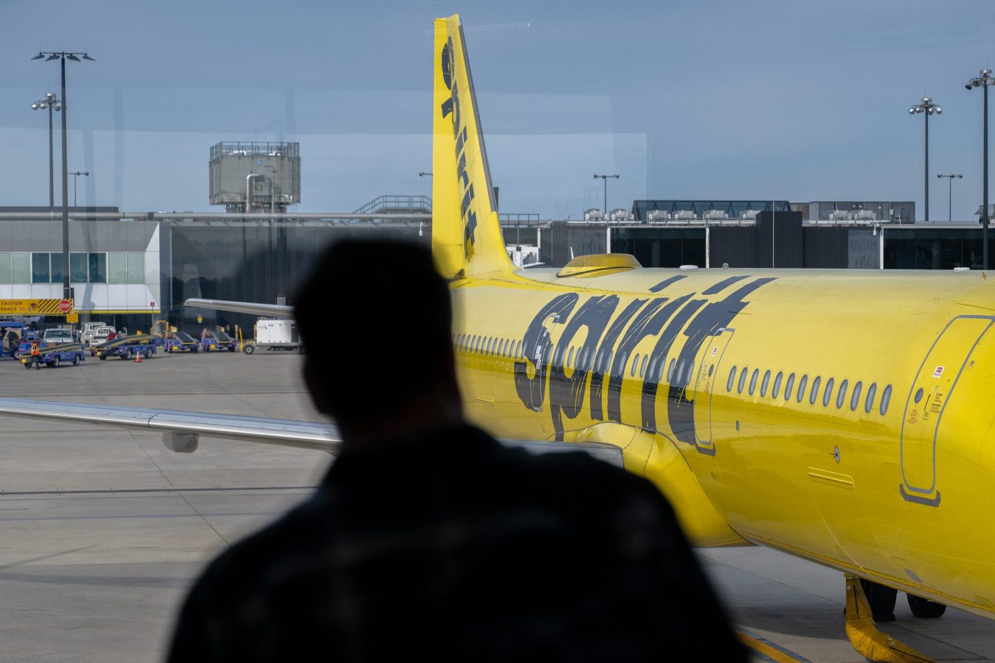 A Spirit Airlines airplane at Baltimore Washington International Thurgood Marshall Airport (BWI) in Baltimore, Maryland, US, on Saturday, May 2, 2026.