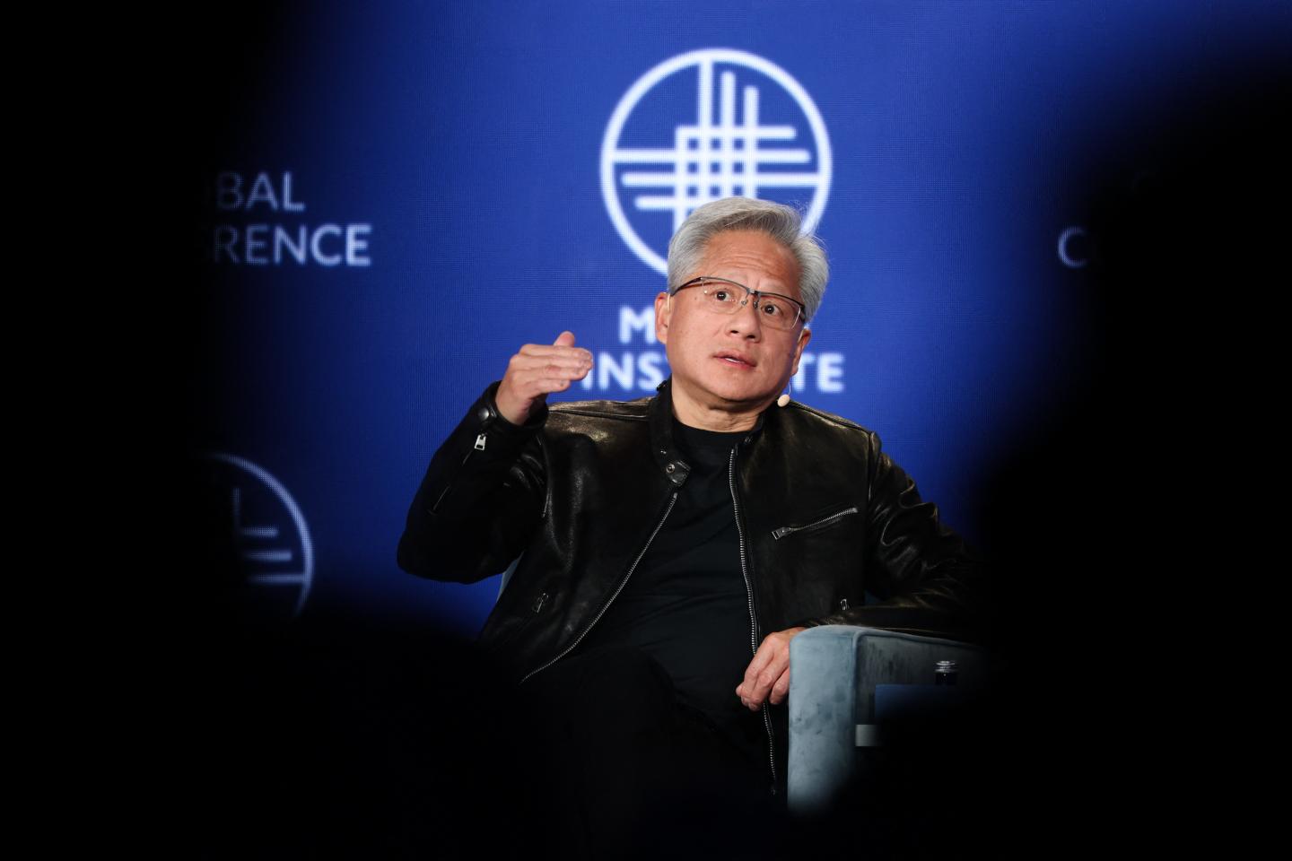 Nvidia founder and CEO, Jensen Huang, speaks during the 29th annual Milken Institute Global Conference at the Beverly Hilton in Beverly Hills, 