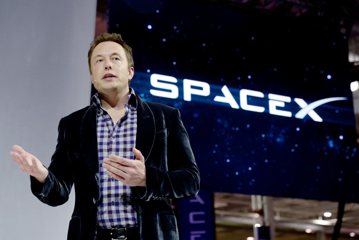 SpaceX CEO Elon Musk unveiling the company's new manned spacecraft in Hawthorne, Calif. on May 29, 2014. (Photo: Kevork Djansezian/Getty Images)