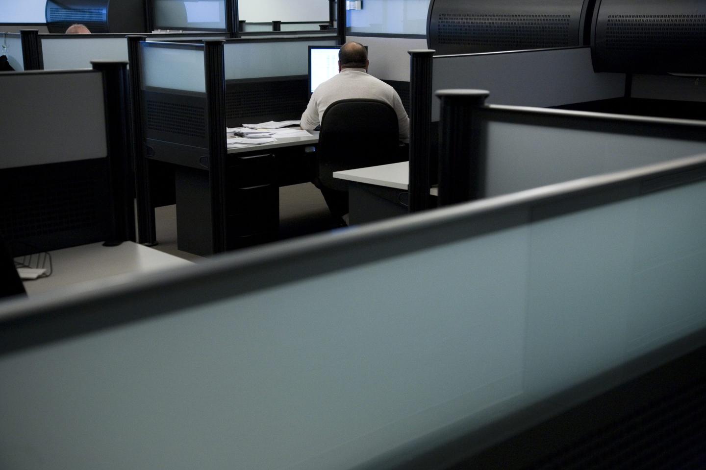 person alone in office