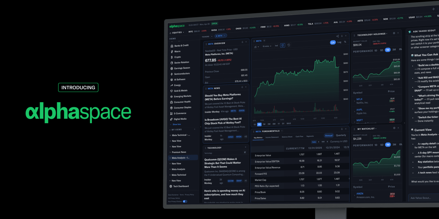 Yahoo Finance's AlphaSpace is live as of May 19.