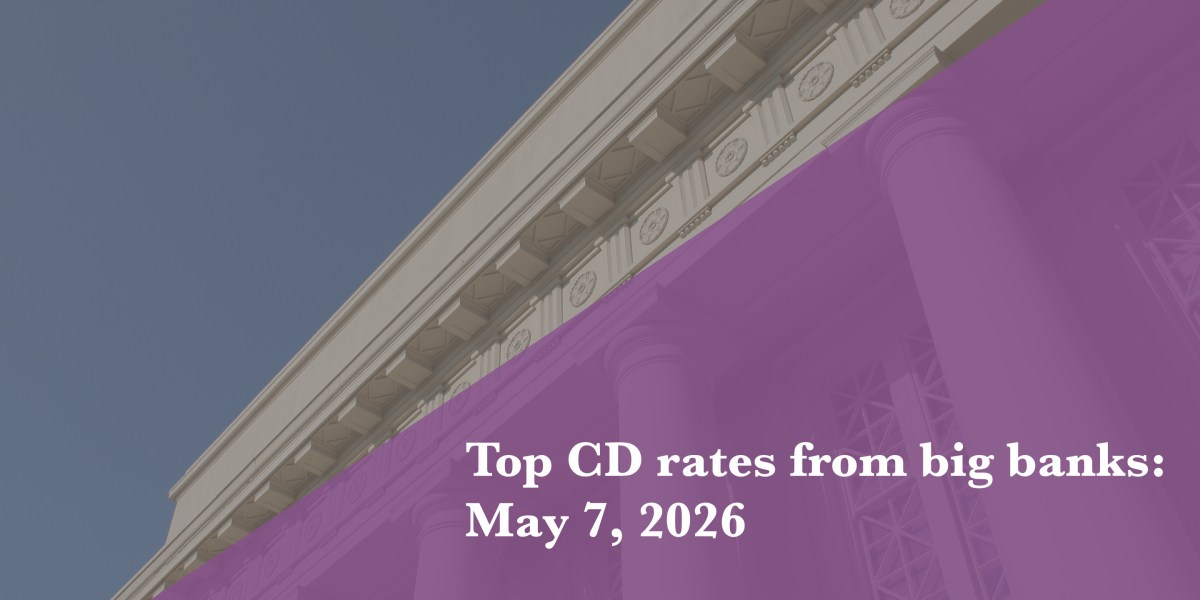 Top CD rates from major banks on May 7, 2026: Chase CDs, Bank of America CDs, Citibank CDs, and more