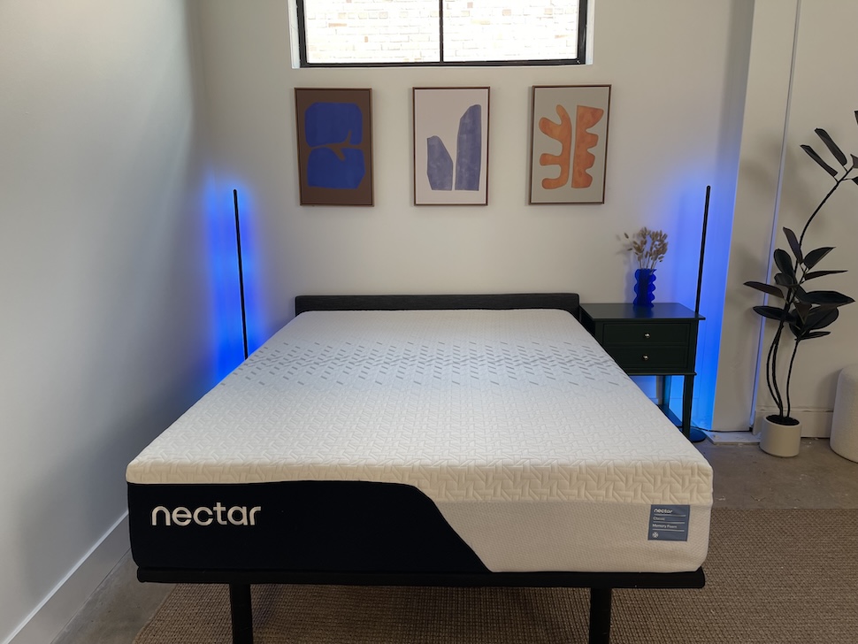 The Nectar Classic Memory Foam mattress on an adjustable bed