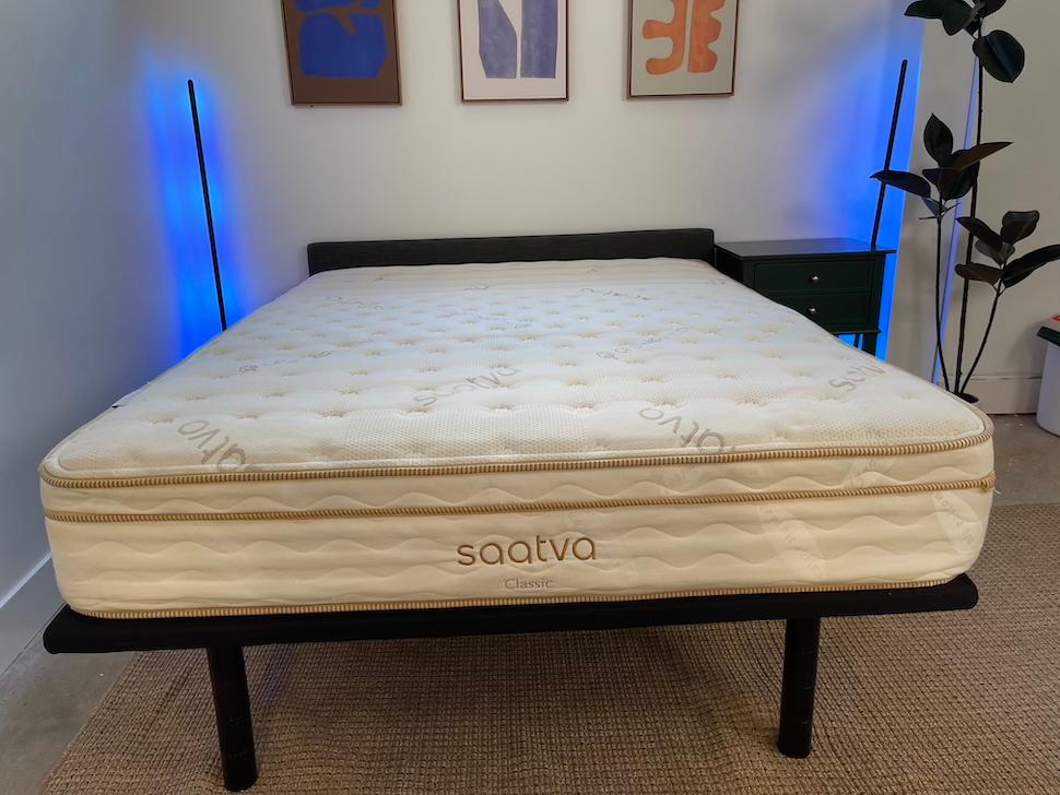 The Saatva Classic on an adjustable base