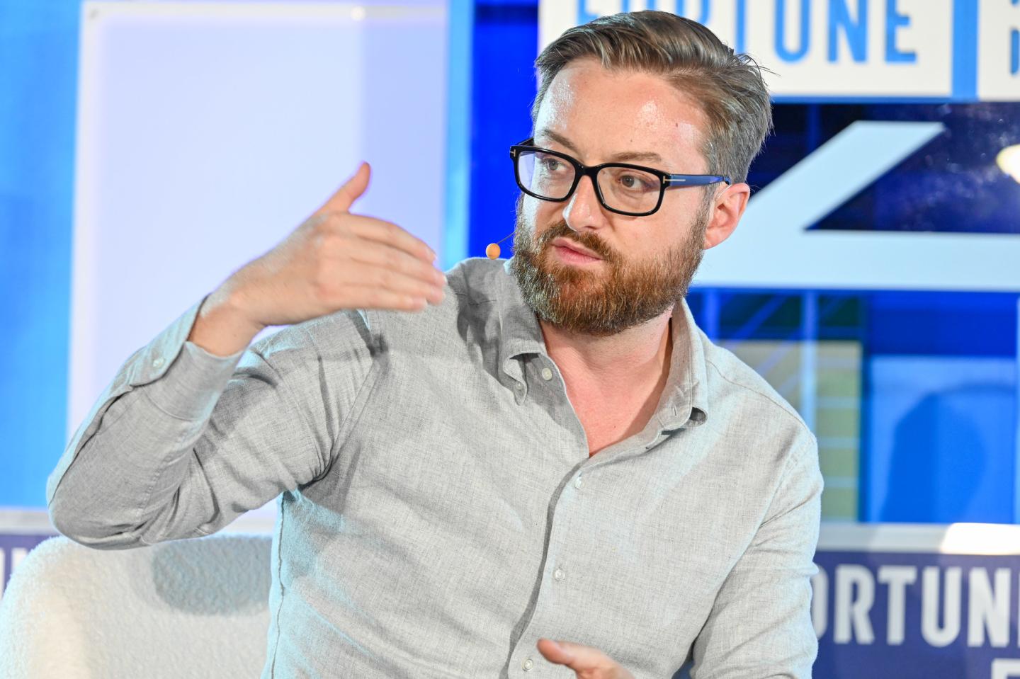 Brian Schimpf, co-founder and CEO of Anduril Industries, speaking at Fortune Brainstorm Tech 2026 in Aspen, Colorado. (Photo: Stuart Isett/Fortune)