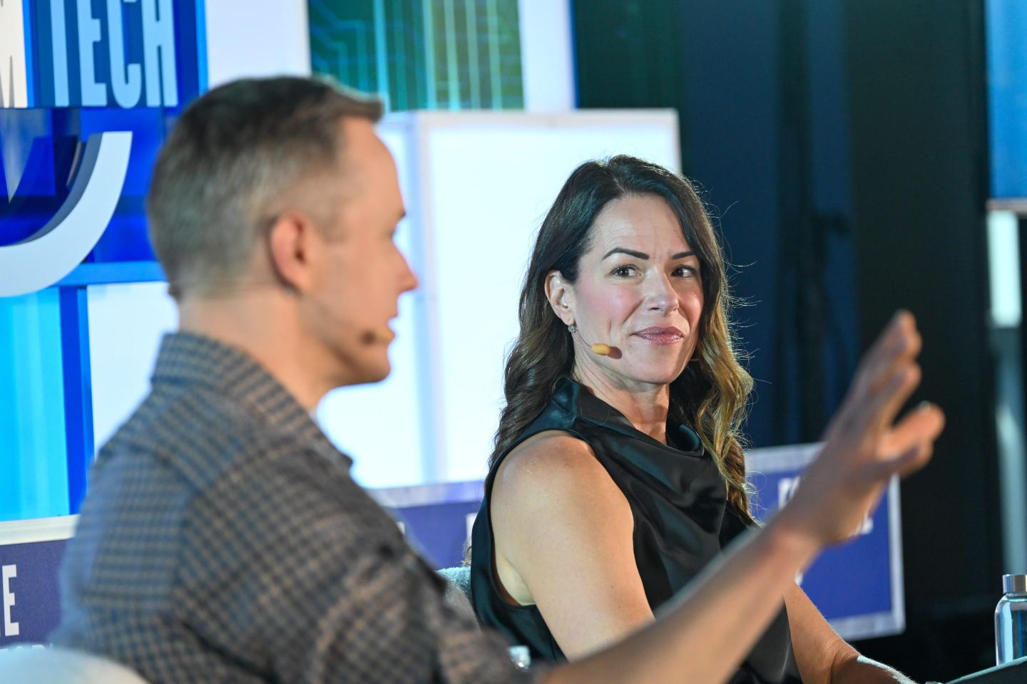 Geoffrey von Maltzahn and Kimberly Powell on stage at Fortune Brainstorm Tech