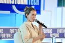 Bridgit Mendler speaks on stage at Fortune Brainstorm Tech 2026 in Aspen, Colorado.