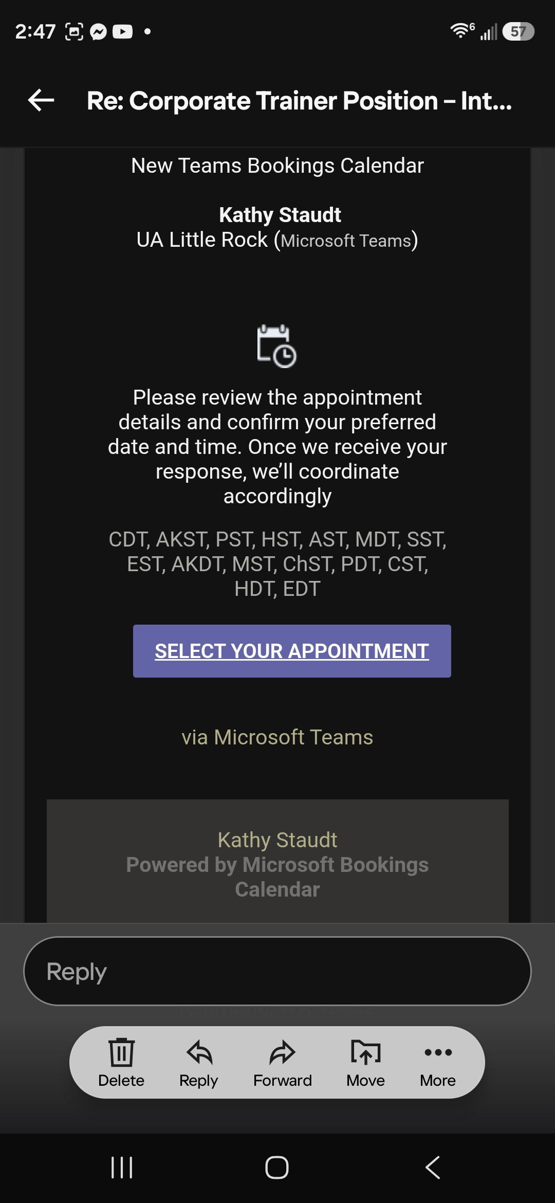 screenshot shows an invitation to a teams meeting