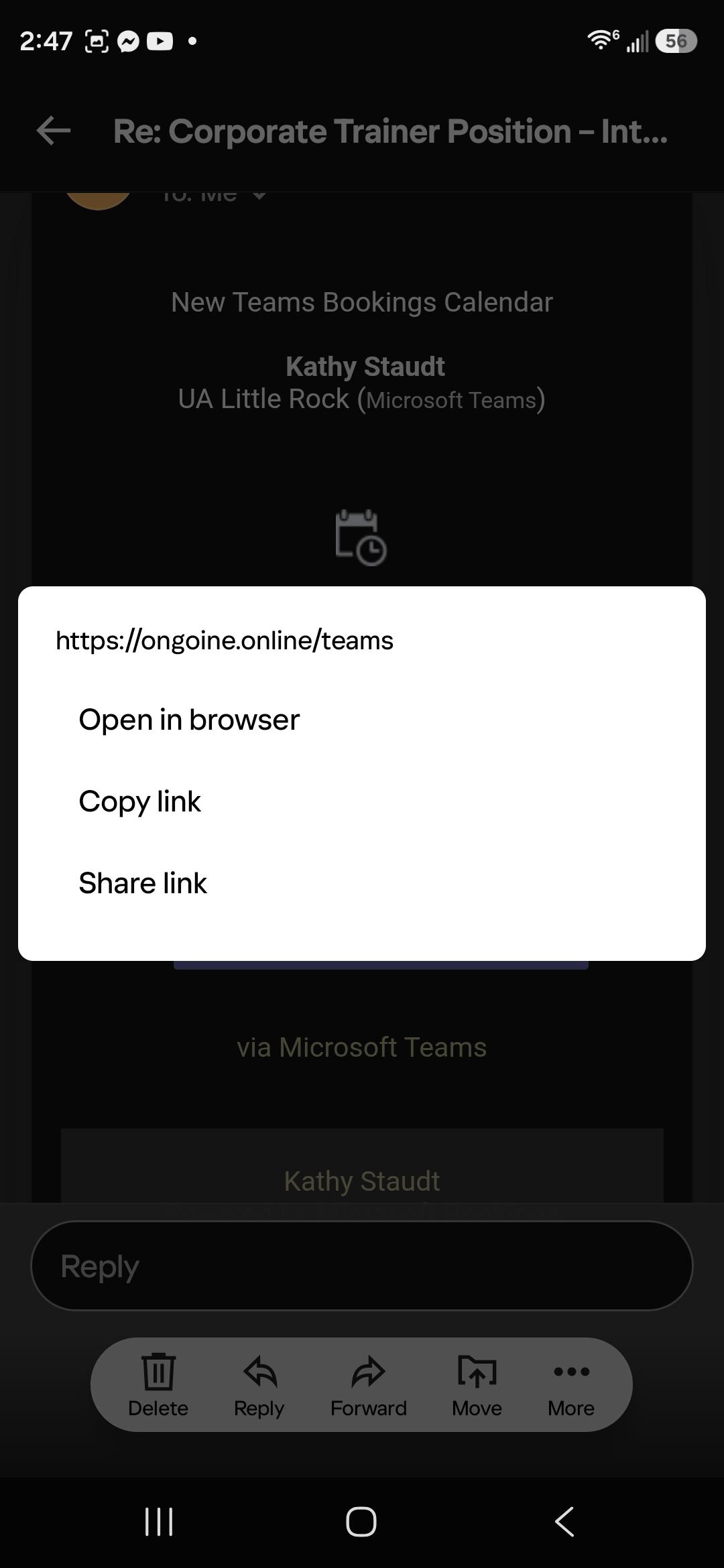 screenshot shows a fake teams link