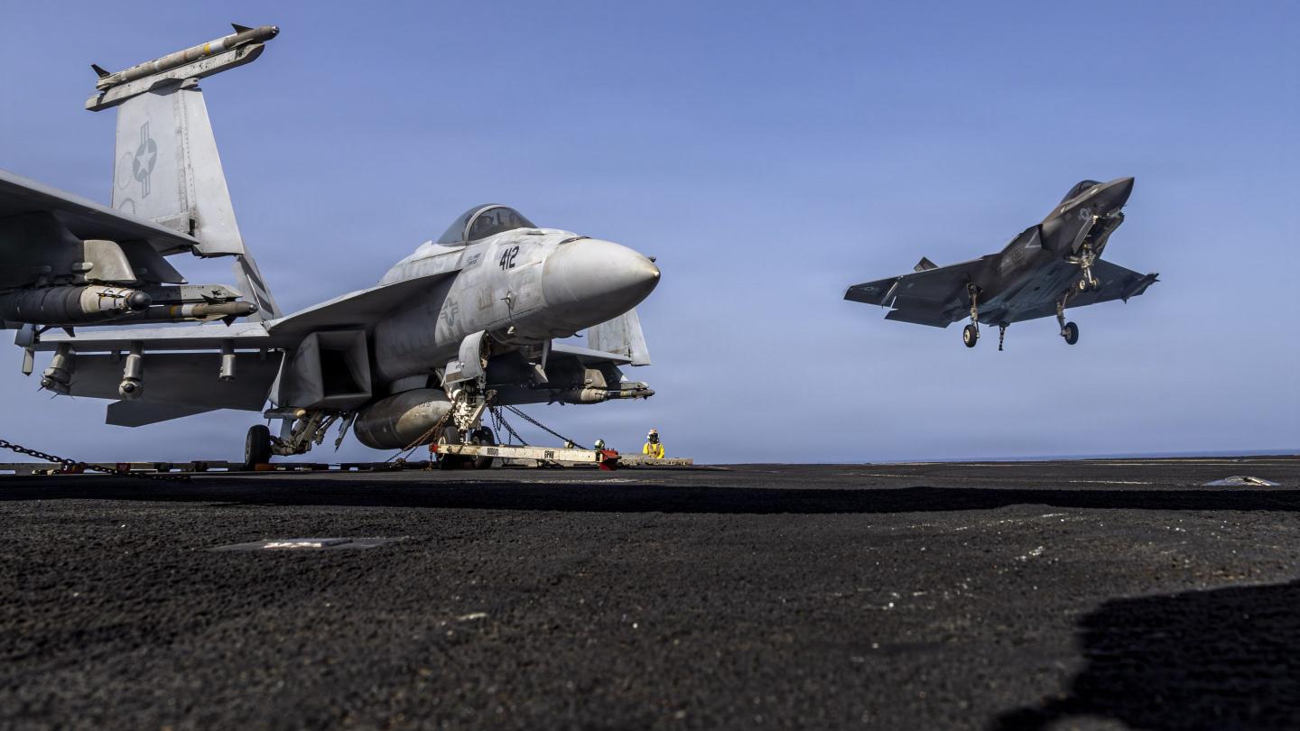 An F-35C Lightning II, attached to Marine Fighter Attack Squadron (VMFA) 314, prepares to make an arrested landing on the flight deck of Nimitz-class aircraft carrier USS Abraham Lincoln (CVN 72), May 25, 2026. 