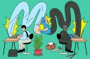 Artistic rendering of a hacker trying to gain access to a worker's computer