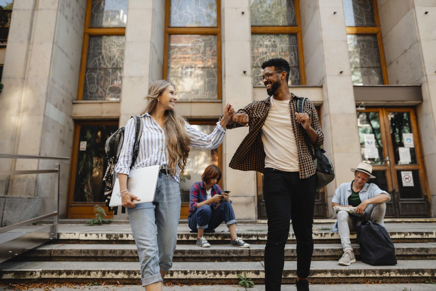 Students happy outside of school