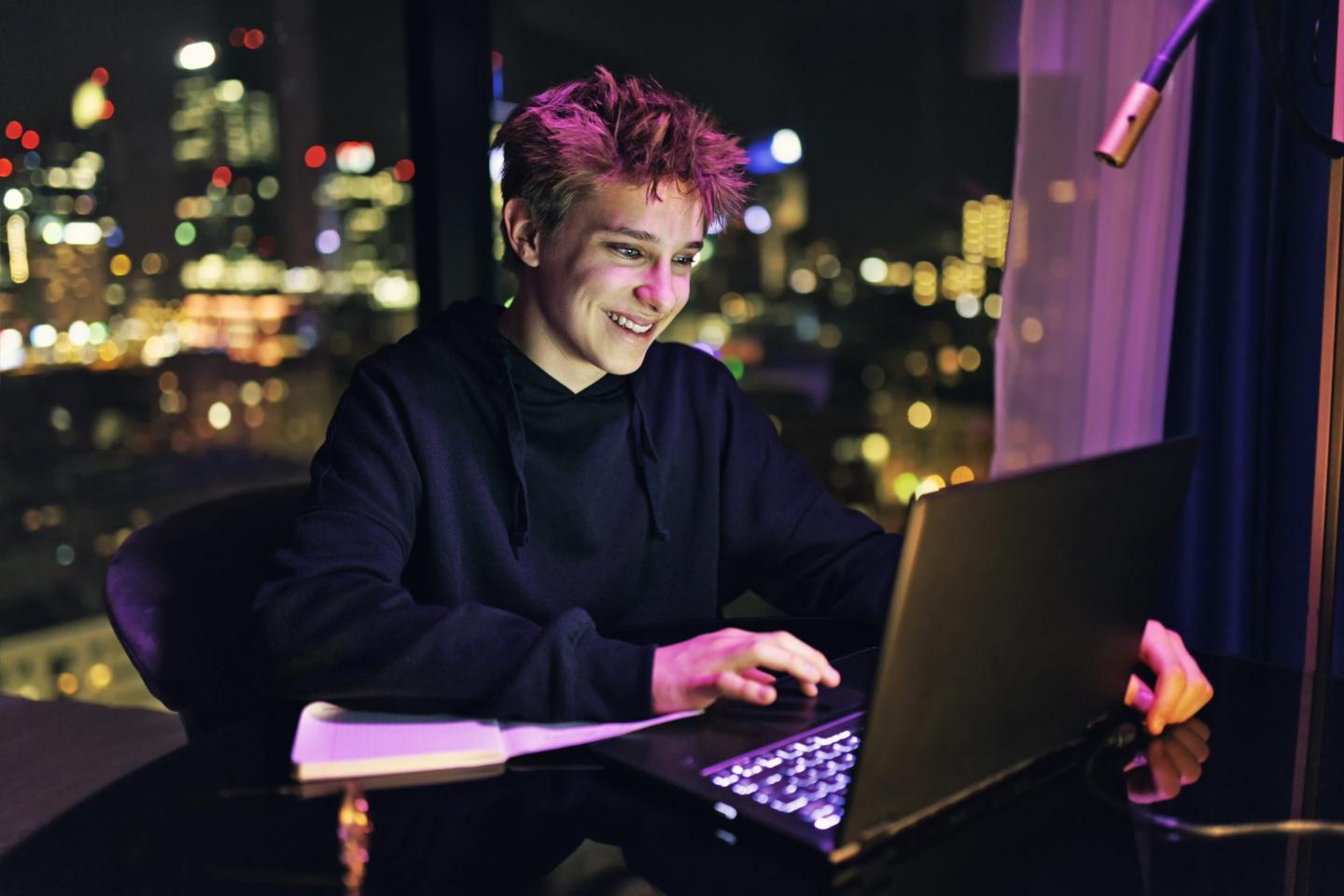 Teenage boy on laptop