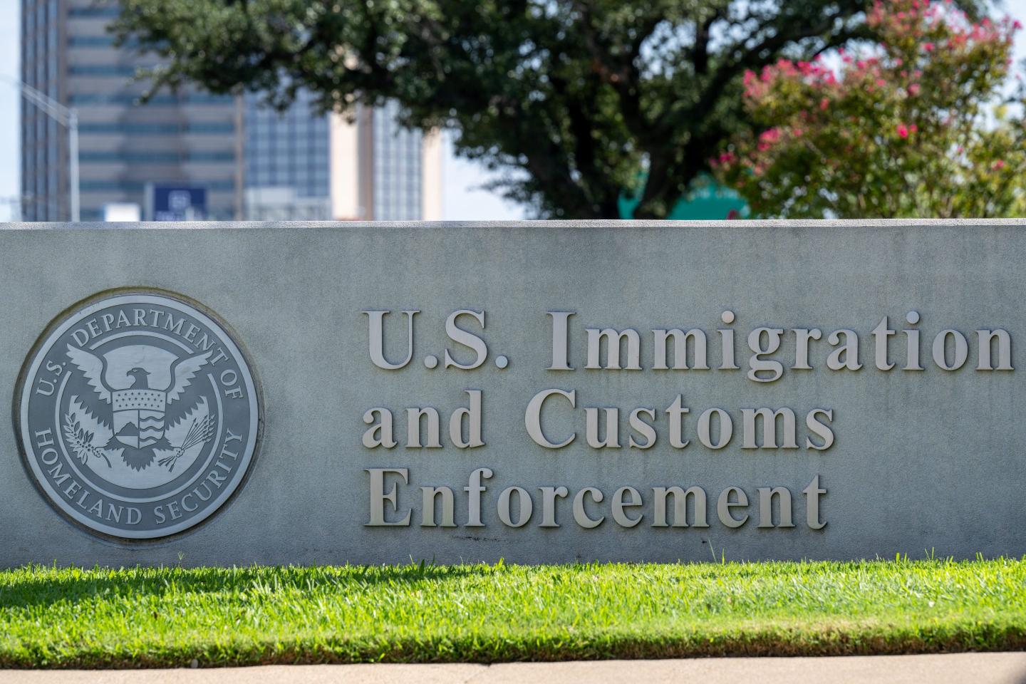 The entrance to a U.S. Immigration and Customs (ICE) detention facility