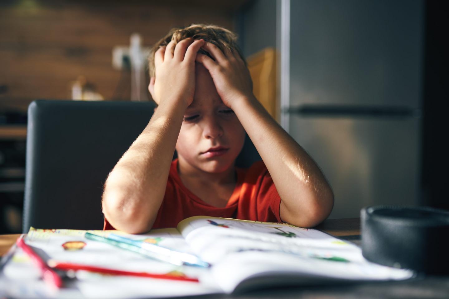 Child struggling with schoolwork