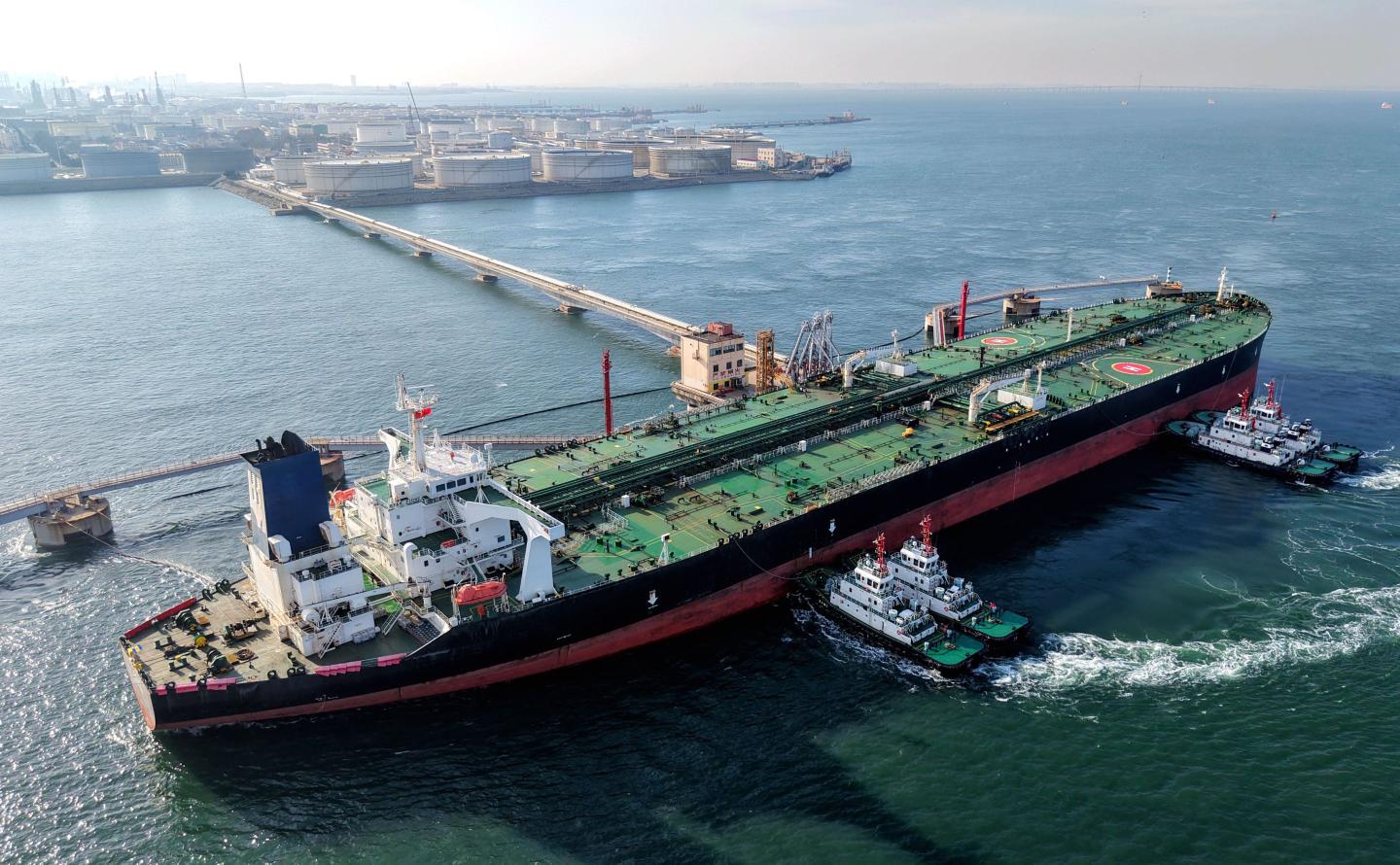 A crude oil tanker at the port of Qingdao, in China’s eastern Shandong province, March 19, 2026.
