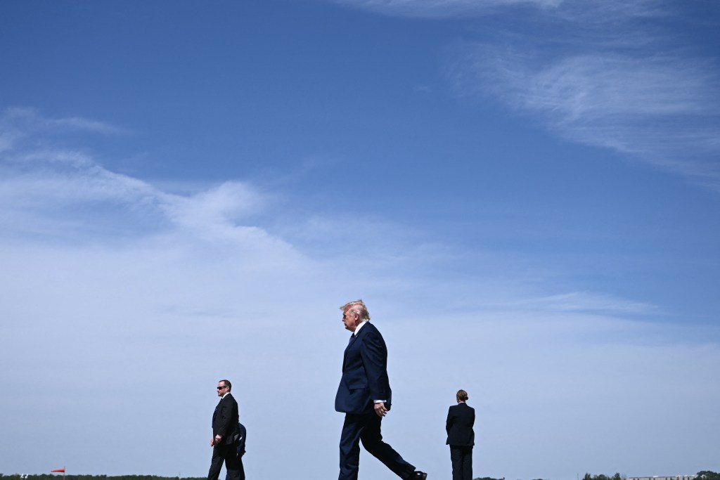 U.S. President Donald Trump at Morristown Airport in New Jersey on May 22, 2026. (Photo: Brendan Smialowski/AFP/Getty Images)