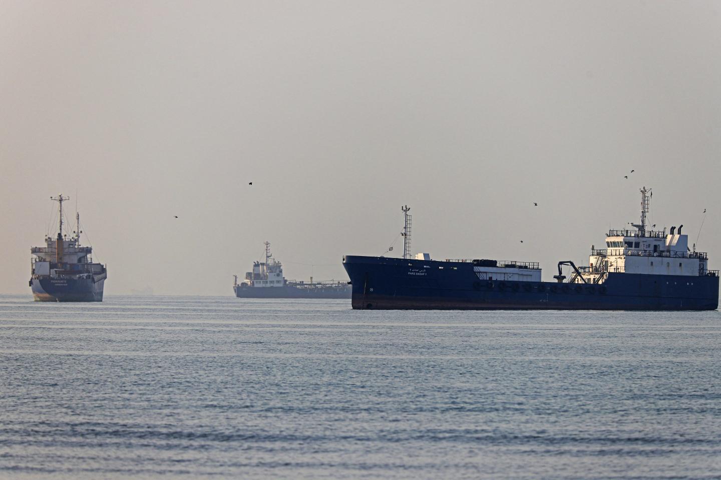 Vessels sail at Suru Beach in Bandar Abbas along the Strait of Hormuz on June 1, 2026.