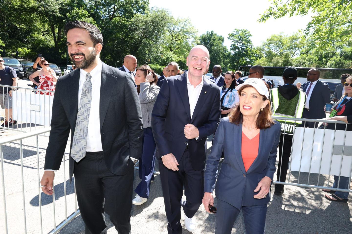 New York City Mayor Zohran Mamdani, FIFA president Gianni Infantino, and New York Gov. Kathy Hochul unveiled plans for a World Cup watch party in Central Park.