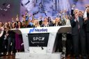 SpaceX executives celebrate the IPO with confetti