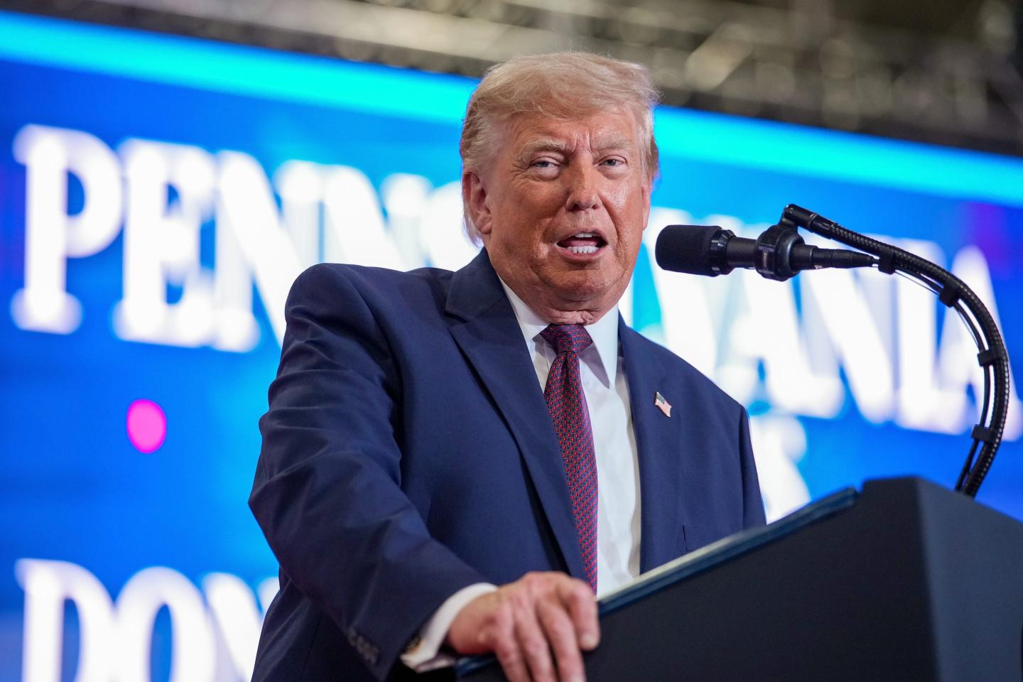 President Donald Trump speaking at a rally in Pennsylvania on June 23, 2026.