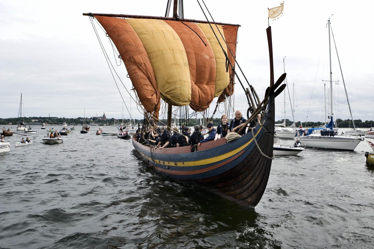 A Viking ship named Havhingsten af Glendalough - the Sea Stallion of Glendalough -, the world's largest replica of a Viking warship, sets out 01 JUly 2007 from the Viking Museum in Roskilde, Denmark, on a voyage to Dublin in Ireland, where it is scheduled to arrive 14 August.