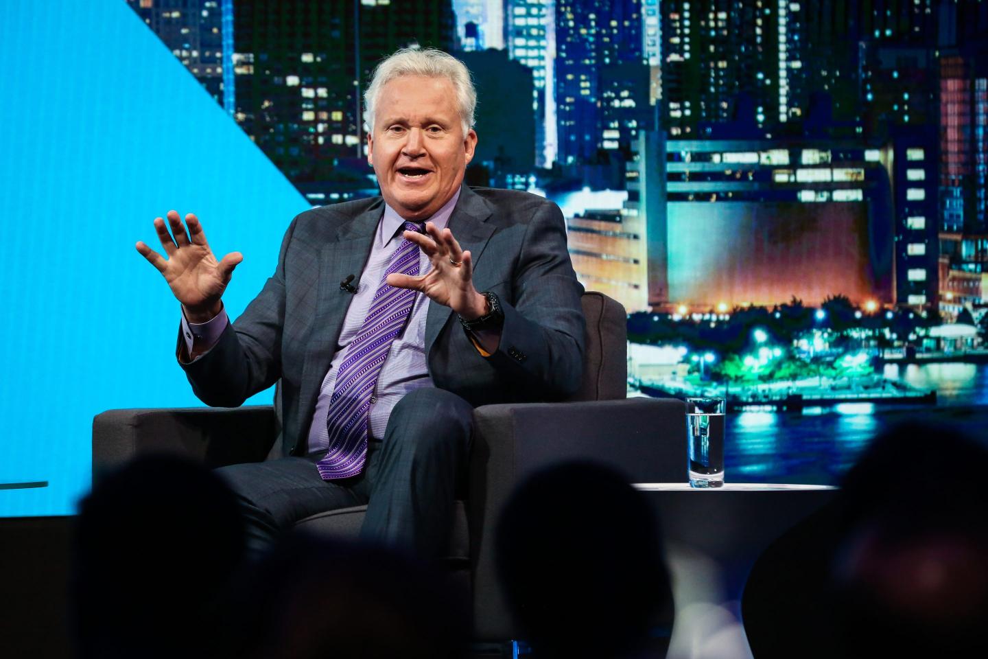 Jeff Immelt, former chairman of General Electric Co., speaks during an interview on the David Rubenstein Show in New York, U.S., on Friday, Sept. 29, 2017.