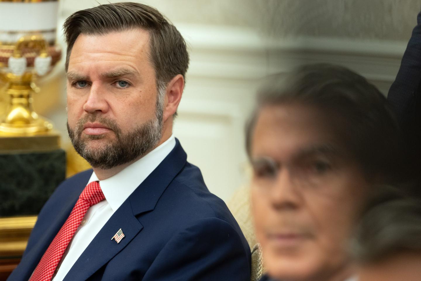 Vice President JD Vance sits in on a meeting.