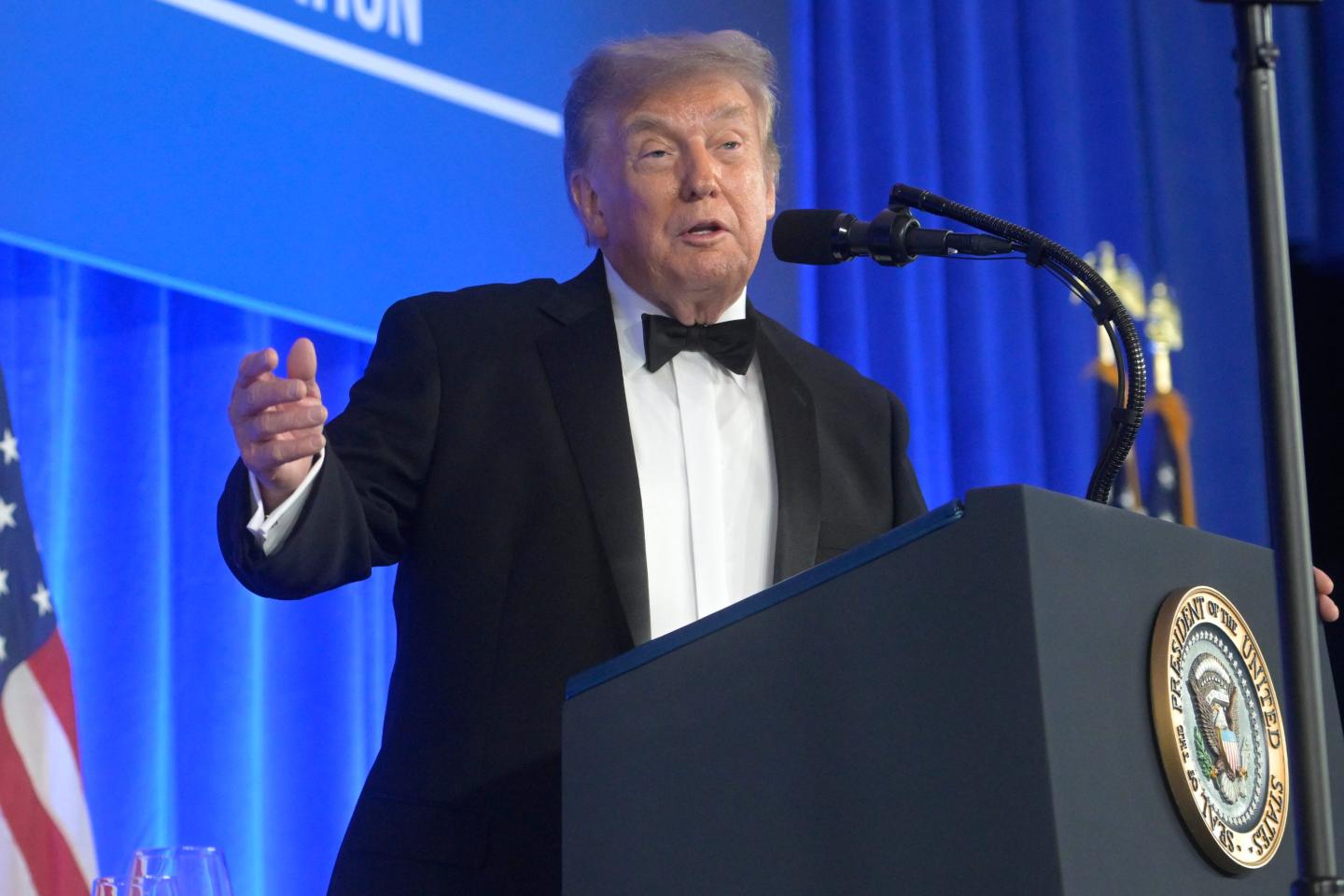 Trump gives rambling, insult-filled remarks at correspondents’ dinner and even turns against his own speechwriters. ‘Am I supposed to be a comedian?’