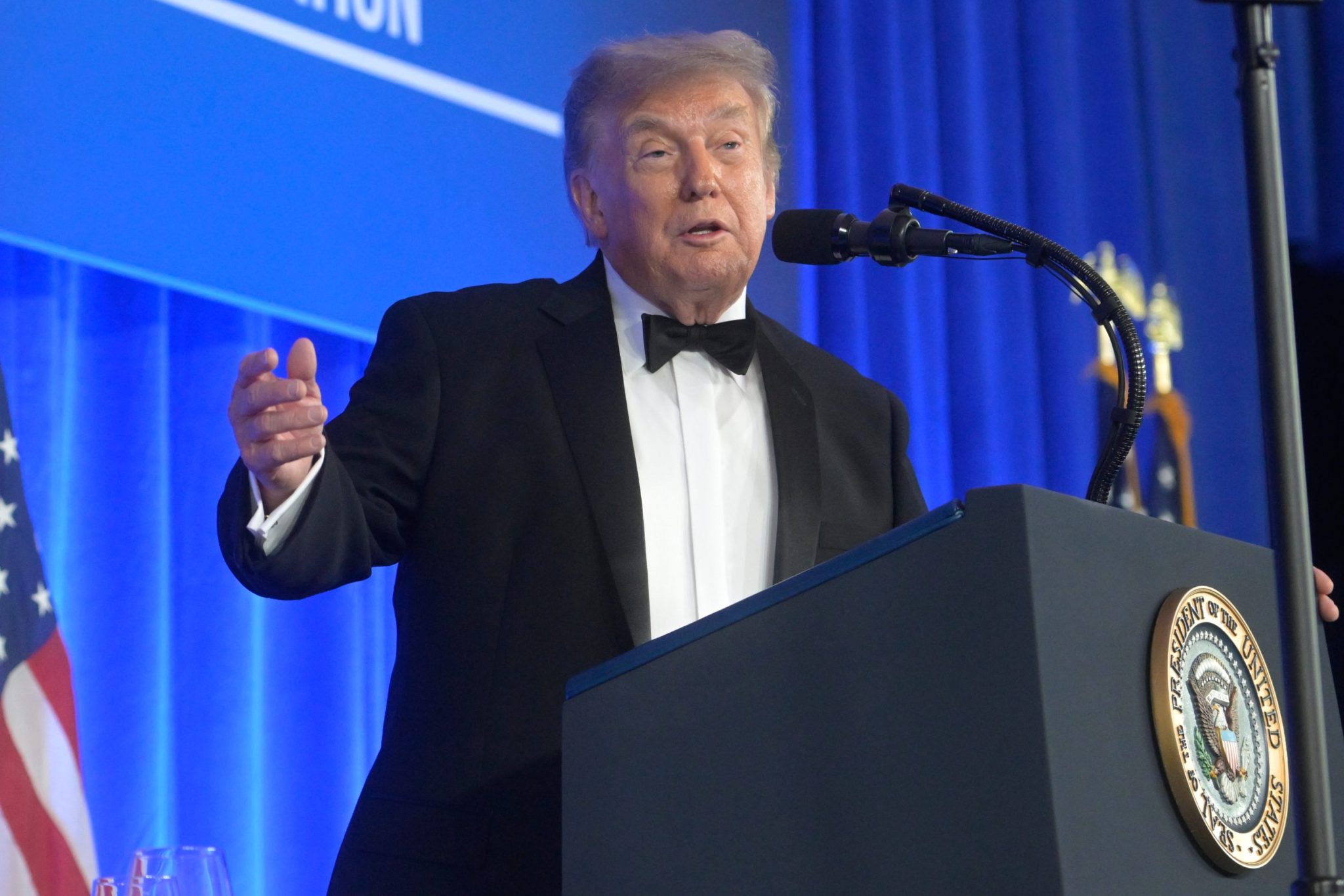 Trump gives rambling, insult-filled remarks at correspondents’ dinner and even turns against his own speechwriters. ‘Am I supposed to be a comedian?’