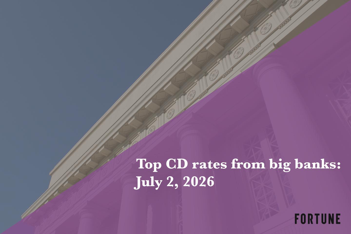 Top CD rates from major banks July 2, 2026: Chase CDs, Bank of America CDs, Citibank CDs, and more