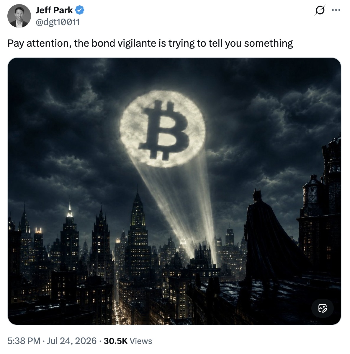 Tweet from Jeff Park @dgt10011 reads: "Pay attention, the bond vigilante is trying to tell you something"