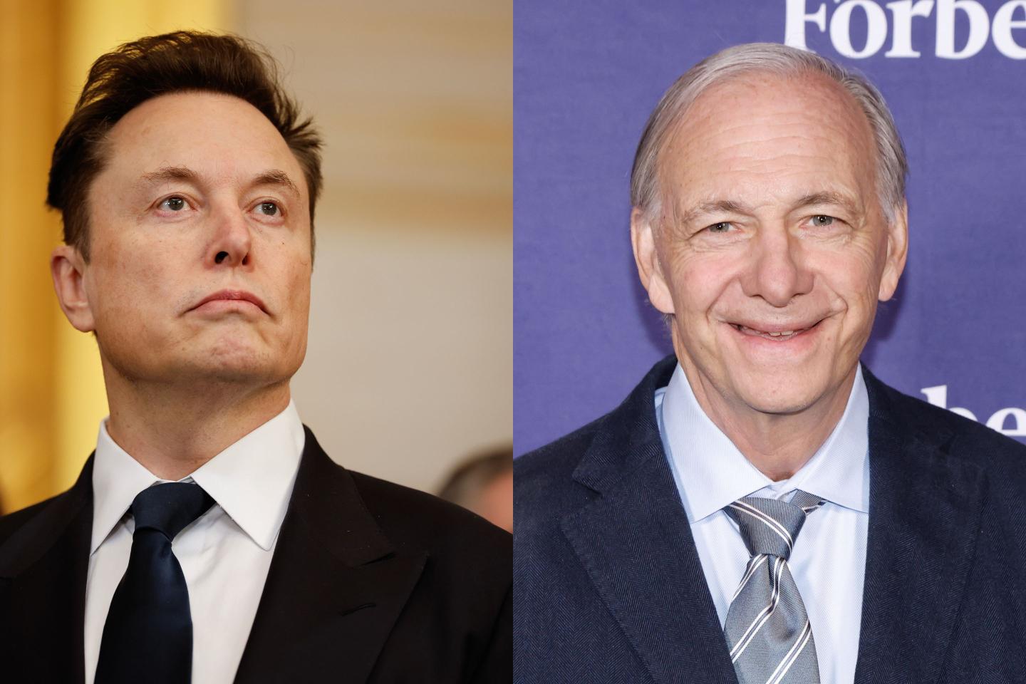 L-R: Elon Musk and Ray Dalio.
